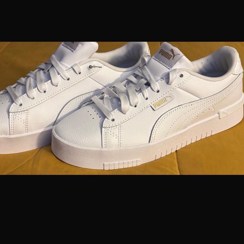 Puma White and Gold Sneakers